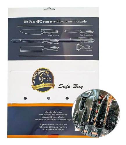 Imagem 2 de 5 de Jogo De Faca Safe Buy Descascador 6 Peça Cabo Emborrachado