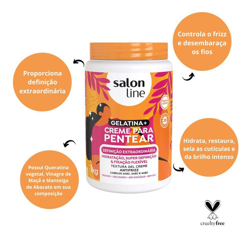 Creme Pentear + Gelatina Salon Line Extraordinária 1kg