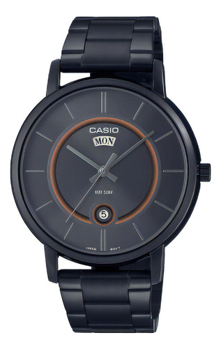 Reloj Casio Mtp-b120b-8a Sumergible Unixes Metal Calendario Color De La Malla Negro Color Del Bisel Negro Color Del Fondo Negro