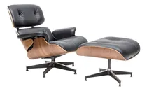 Comprar Sillón Living Miller Diseño Industrial Ecocuero Madera Color Negro Diseño de la tela Cuero Sintético