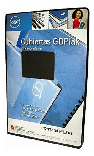 Gbc P3549 Cubierta Para Encuadernar Gbplak Liso Oficio, Color Negro