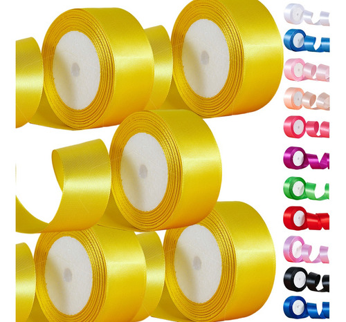 5 Rollos Satinado Decoracion Colores Cintas 4cm 112.5 Metros