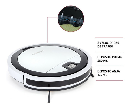 Robot Aspiradora Inteligente Trapeadora Limpia Pisos Femmto Color Negro y Blanco