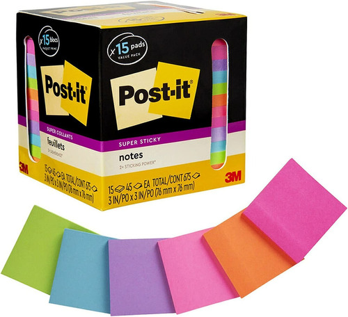 Kit De Notas Post-it, Reciclables, Multicolor, 7.6 X 7.6 Cm