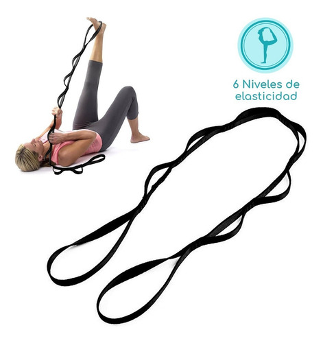 Banda De Estiramiento Yoga Y Pilates Mejora Tus Ejercicios Color Negro