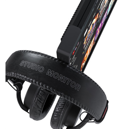 Suporte Fone Headphone Headset De Tela Tv Monitor Universal Cor Preto