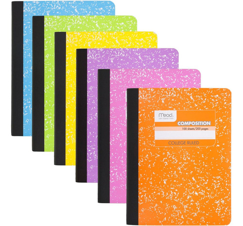 Cadernos De Composição Mead, Pacote Com 6, Papel Regulado Pe