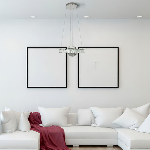 Lustre Duplo 2 Aros Cristal Legítimo Sala Jantar Pendente Led 24w Tokyo Redondo Aço Inox 130x30cm