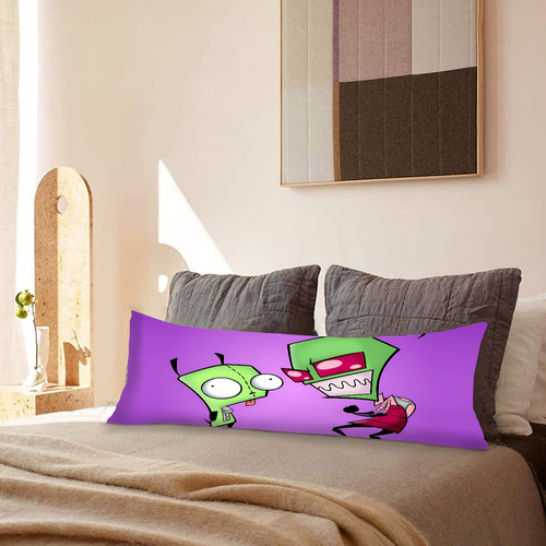 Cojin Almohada Invazor Zim Personajes Fondo Morado 35x100cm Diseño De La Tela Lisa
