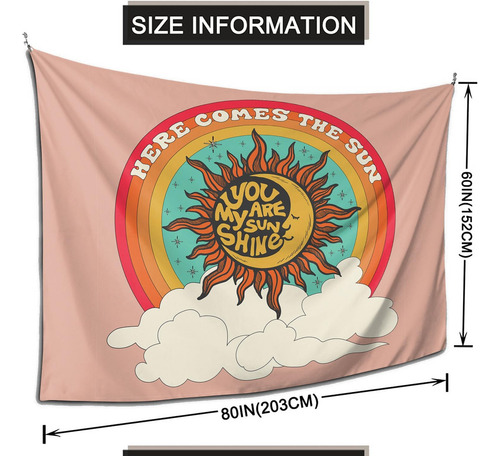 Pznen Tapiz Hippie Para Colgar En La Pared, Diseño Retro De