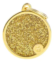 Comprar Chapa Identificatoria Para Mascota My Family Big Circle Gold Color Oro Big Circle Glitter Gold