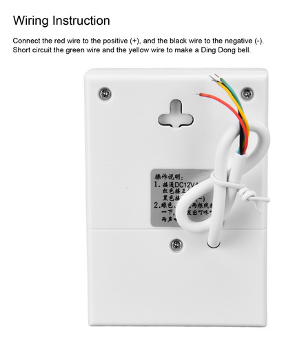 Imagen 5 de 10 de Timbre Con Cable 12v Electronic Dingdong Ringtone 90db Blanc