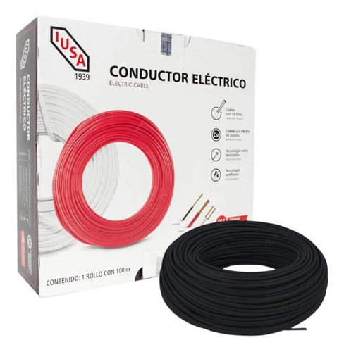 Cable De Cobre Calibre 14 Negro Thhw-ls 399318 Iusa 100 Mts