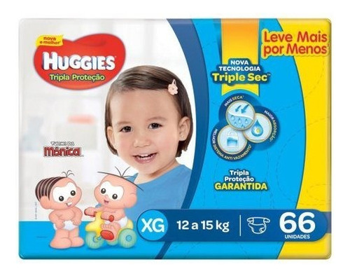 Fralda Huggies Tripla Proteção Xg - 66 Unidades