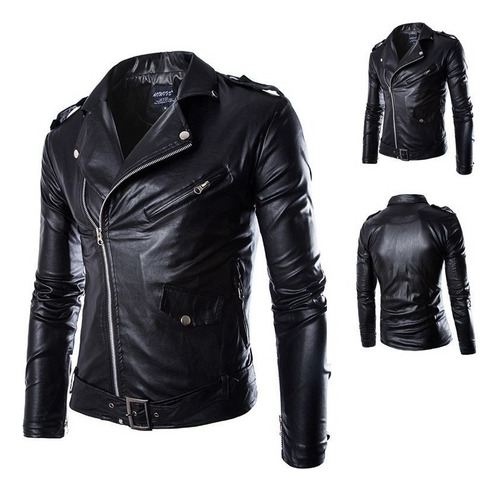 Cazadora Biker Slim De Piel Para Hombre