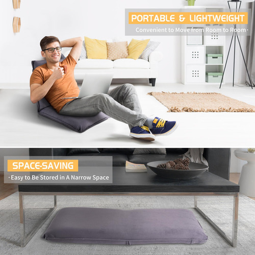 Sundale Silla Plegable De Meditación Con Soporte Para La Gris Oscuro Material Del Tapizado
