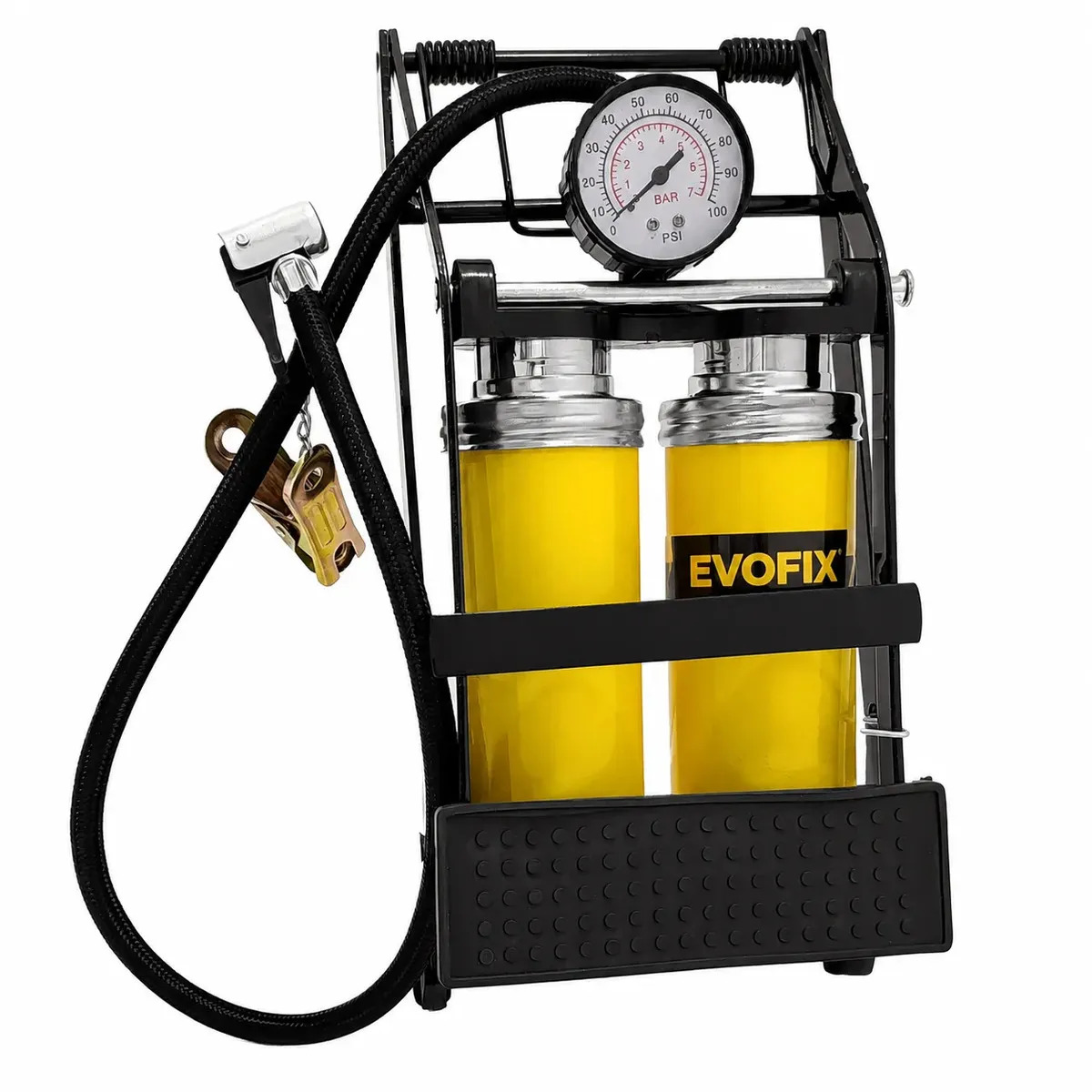 Bomba De Ar Pedal Alta Pressão Cilindro Duplo Com Manômetro Medidor Para Encher Pneu Bola Piscina Colchão 100 Psi Ferramenta Manual Profissional Portátil