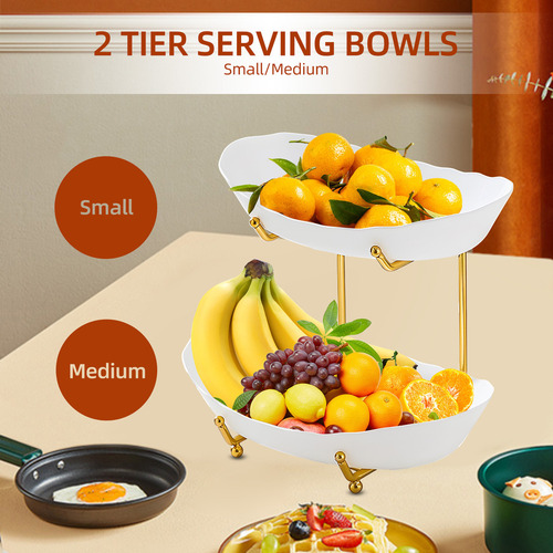 L Cesta De Fruta Acrílica De 2 Niveles Con Tazones Para