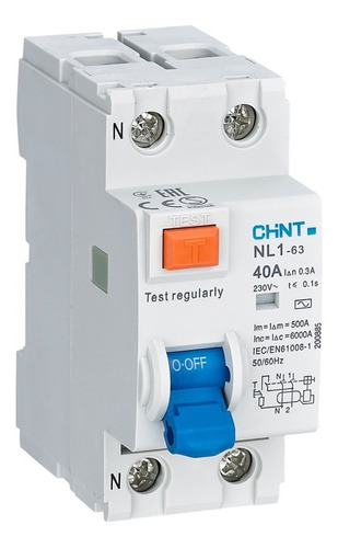 Disyuntor Diferencial Bipolar Chint 2x40a 30ma - 6ka