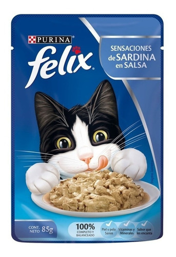 Alimento Felix Sensaciones para gato adulto sabor sardina en sobre de 85 g