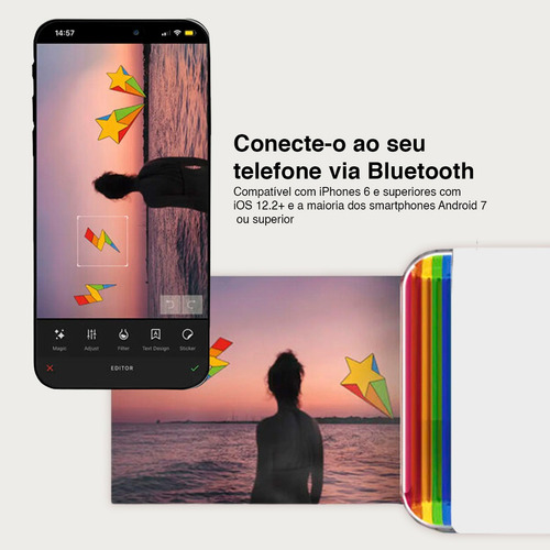 Impressora Polaroid Hi-print 2x3 Fotos Via Celular Bluetooth