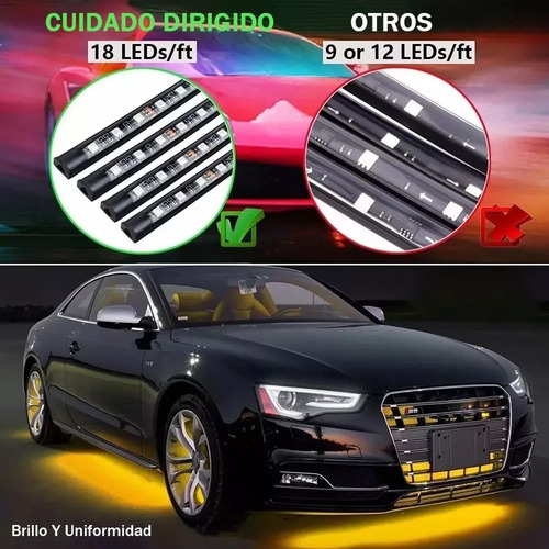 Coche Chasis Luces Juego De 4 Tira Led Rgb Para Tubo De Auto