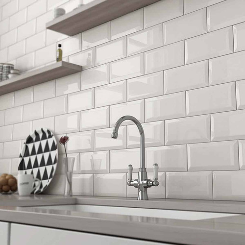 Ceramica Acuarela New York Blanco Brillante 7,5x15 1ra Cal