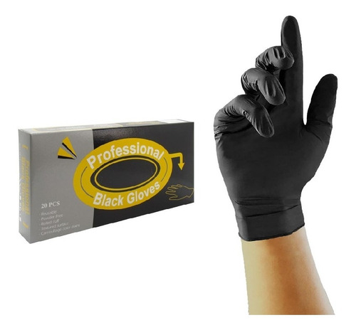 Guantes De Latex Negros  Reutilizables X20 Peluqueria S-m-l