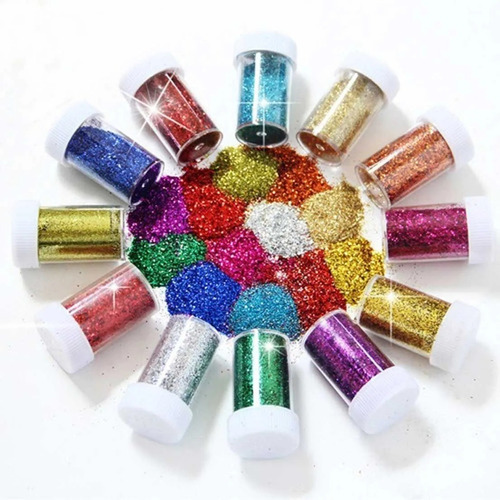 Kit 12 Glitter Fino Pigmentado Para Maquiagem De Carnaval Cor Sortido