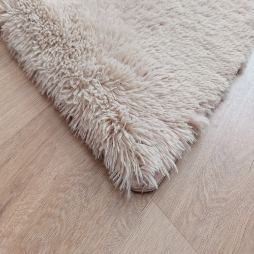 Alfombra Bajada De Cama Shaggy 60x150 Beige Clems