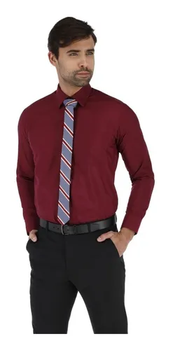 Camisa rojo vino con corbata hotsell