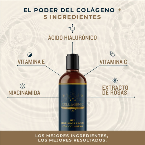 Imagen 3 de 8 de Gel Limpiador Facial 480ml Colágeno Vitamina C Y Hialurónico