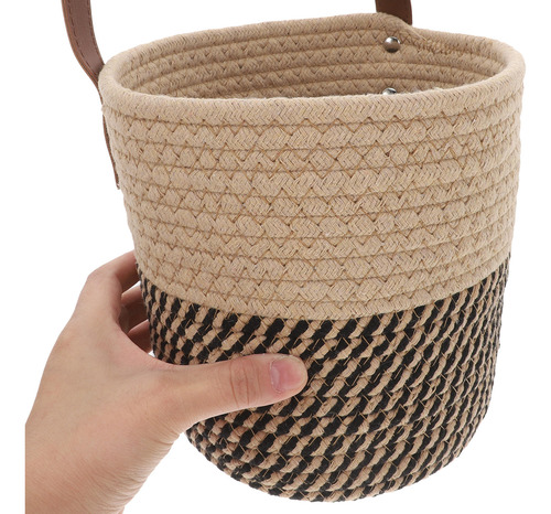 Cesta Colgante De Pared Tejida Con Cuerda De Algodón, Con He