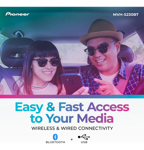 Estéreo De Coche Pioneer Mvh-s230bt Bluetooth Usb Manos Libr