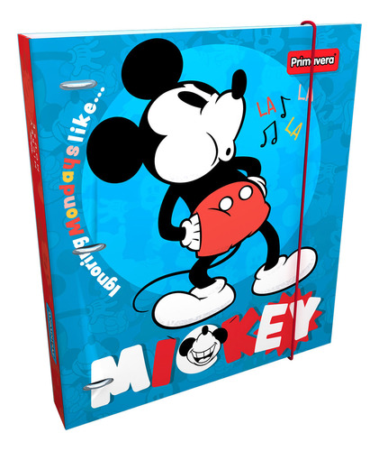 Pasta Argolla Cartón Impresa Grande Disney Mickey Ignoring M