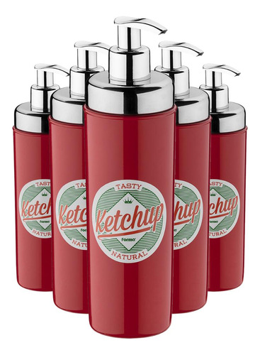 Conjunto 6 Potes Para Ketchup Dispenser Para Molho 300ml