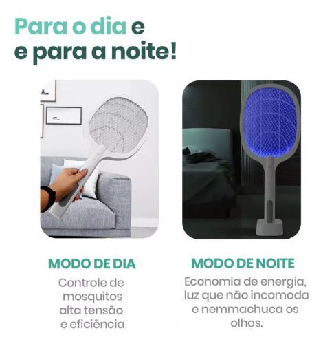 Raquete Elétrica De Matar Mosquito Com Armadilha De Led