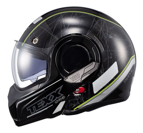Capacete Texx Esc Stratos 180 Scratched Cor Preto/Verde Tamanho do capacete 58