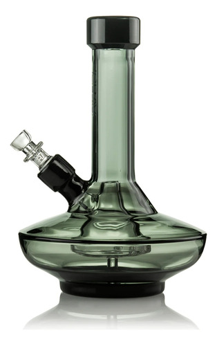 Grav® Small Wide Base Water Pipe In Smoke With Black Accents