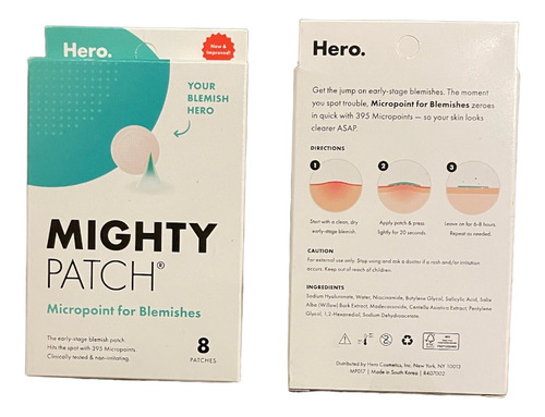 Mighty Patch Micropoint para manchas Tempo de aplicação diurno/noturno Tipo de pele Todos os tipos de pele