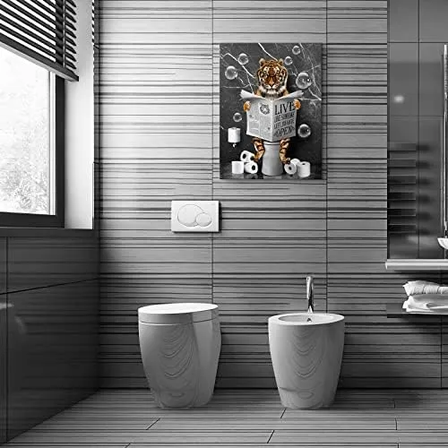 Kasluolo Tiger Decoración De Baño Arte De Pared Divertido Ti
