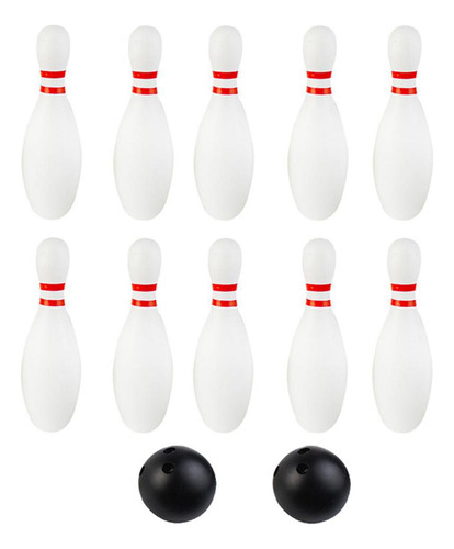 12 Unids Juego De Boliche 10 Pasadores 22cm Blanco + Negro