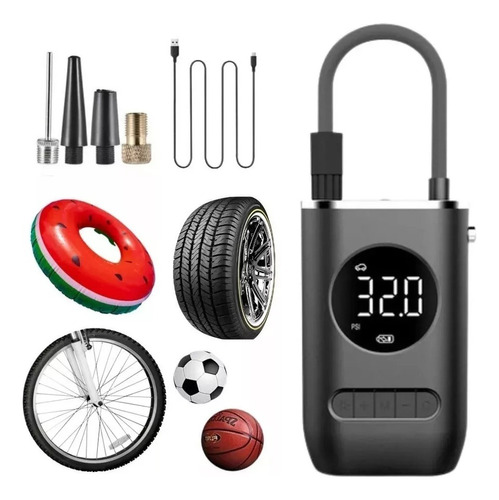 Compresor Mini Portátil Recargable Para Carro Bici Czk Color Negro