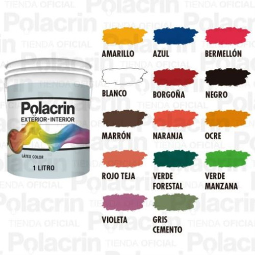 Latex Color Interior Exterior Polacrin Lavable 4 Lts Premium