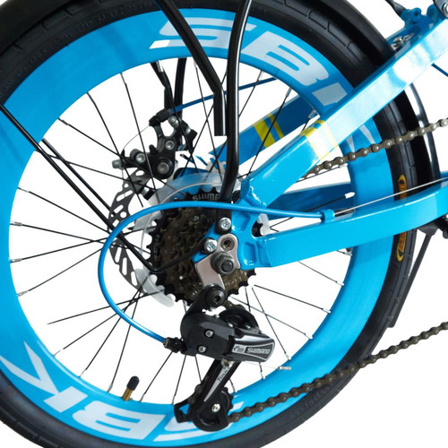 Bicicleta Plegable Rodado 20 Con Portapaquete Combo Regalo Celeste M