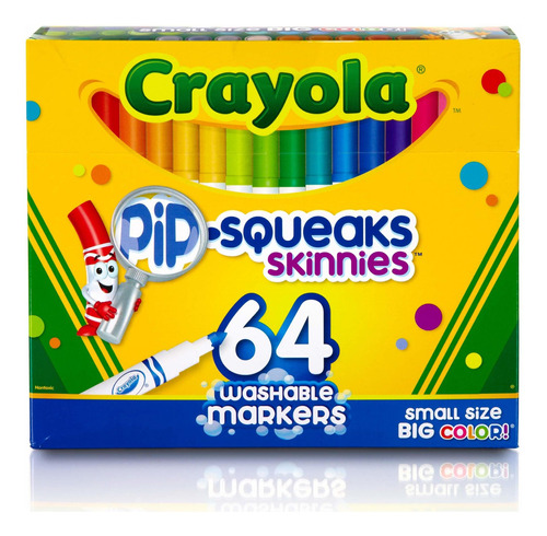 Crayola Pip-squeaks Skinnies - Marcadores Lavables, 64 Unid.