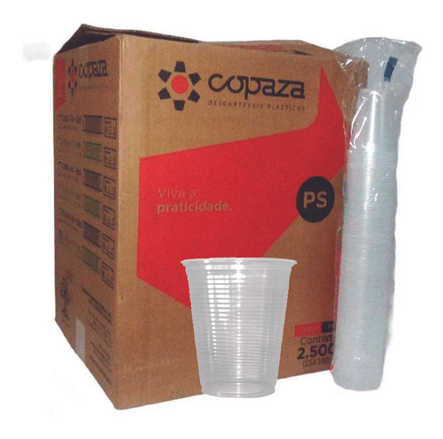 Copo 180ml Descartavel Plastico Agua Copaza C/2500 Transpare