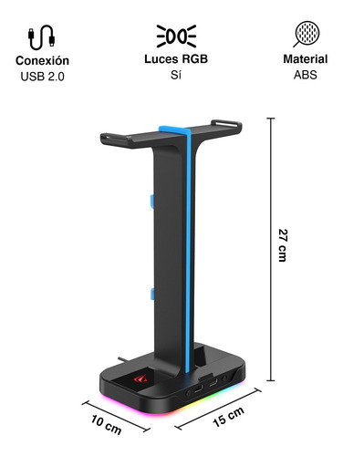 Imagen 3 de 6 de Soporte De Audífonos Gamer Rgb Th650