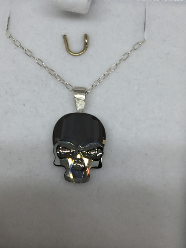 Colgante Skull En 14 Mm, Made With Swarovski, Base Plata