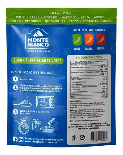 Champisalsas Champiñones Monteblanco Salsa Verde 250g